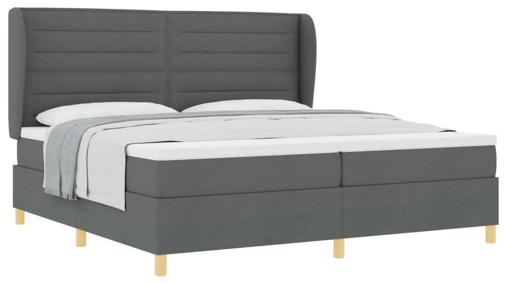 Boxspring Ágy Matrac Esernyő Szürke 200x200 cm Szövet