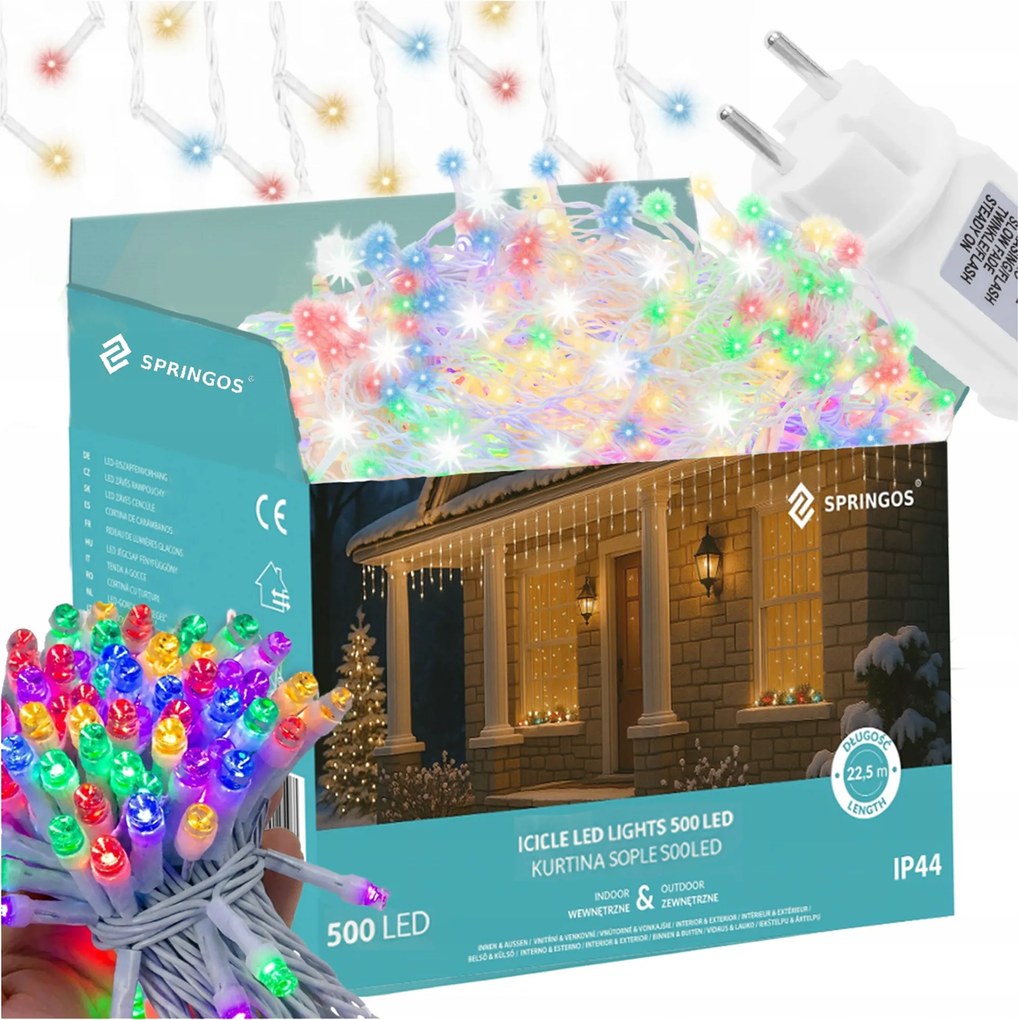 Jégcsap 1500LED Kültéri Lámpa 67M Vastag IP44 Többszínű Fényfüggöny