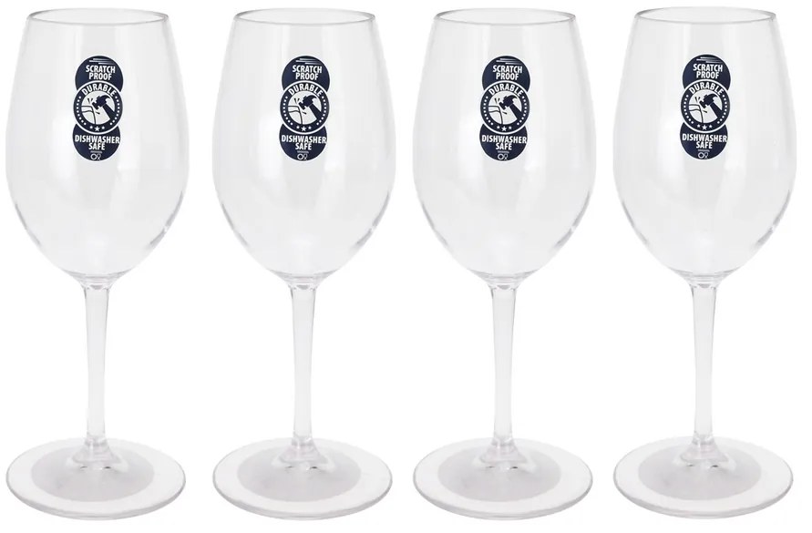4 db Törésálló elegáns borospohár, 330ml, 21 cm,