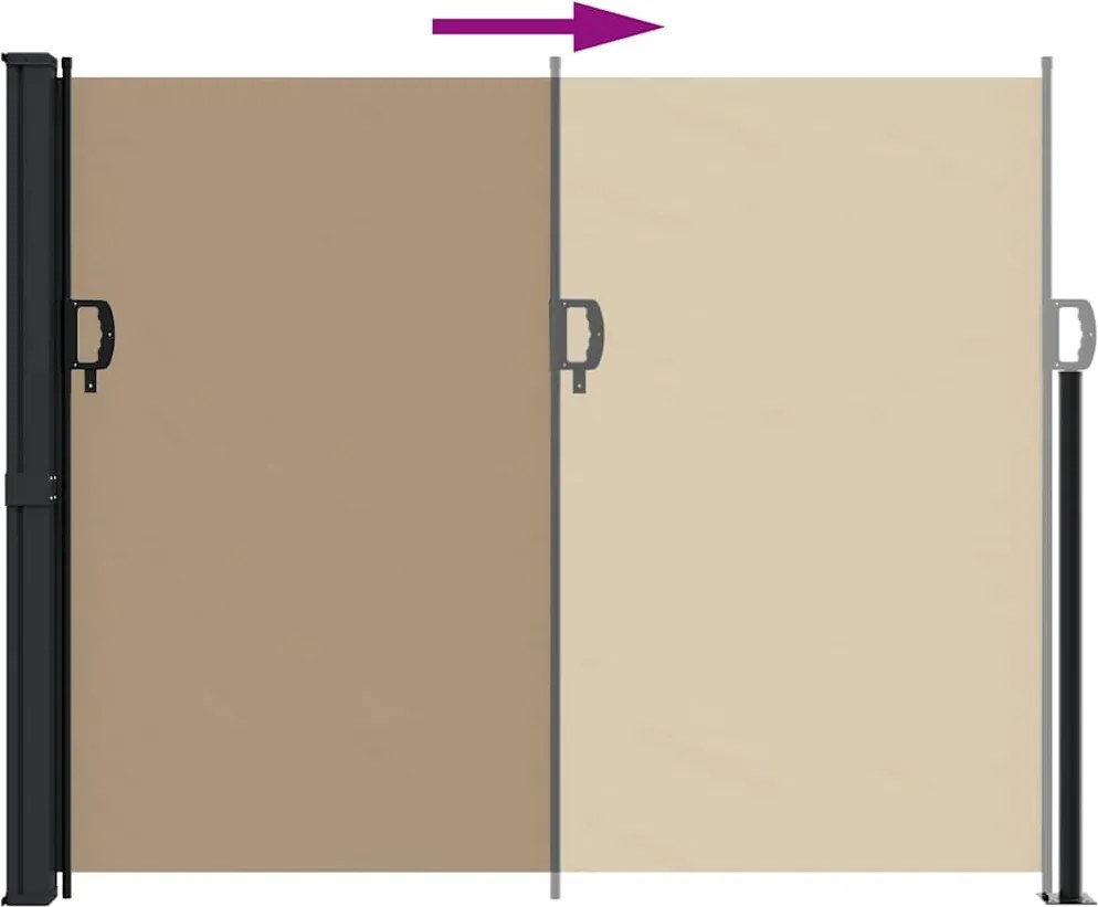 Tópszínű behúzható oldalsó napellenző 160 x 600 cm