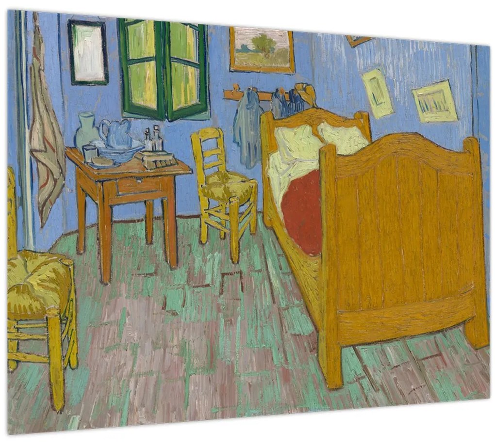 Üveg kép - Vincent van Gogh, The Bedroom, reprodukciók (70x50 cm)