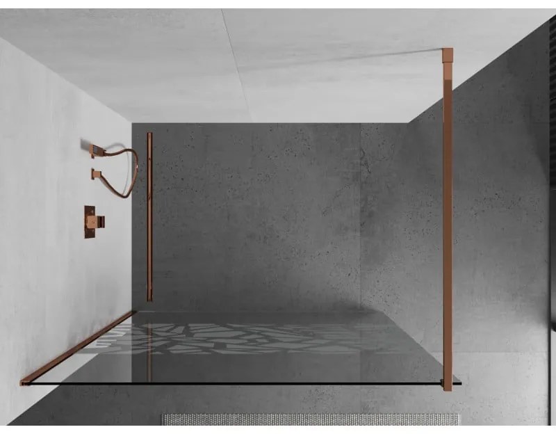 Mexen Kioto zuhanyparaván 70x200 cm 8 mm, rózsaszín arany, fehér mintás, 800-070-101-60-85
