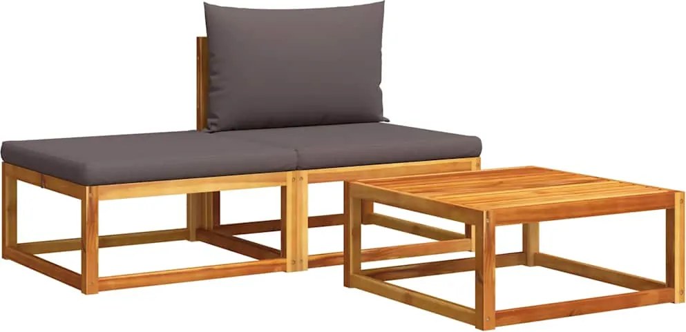 vidaXL 3 részes kerti kanapégarnitúra párnákkal, akácfa és kötél