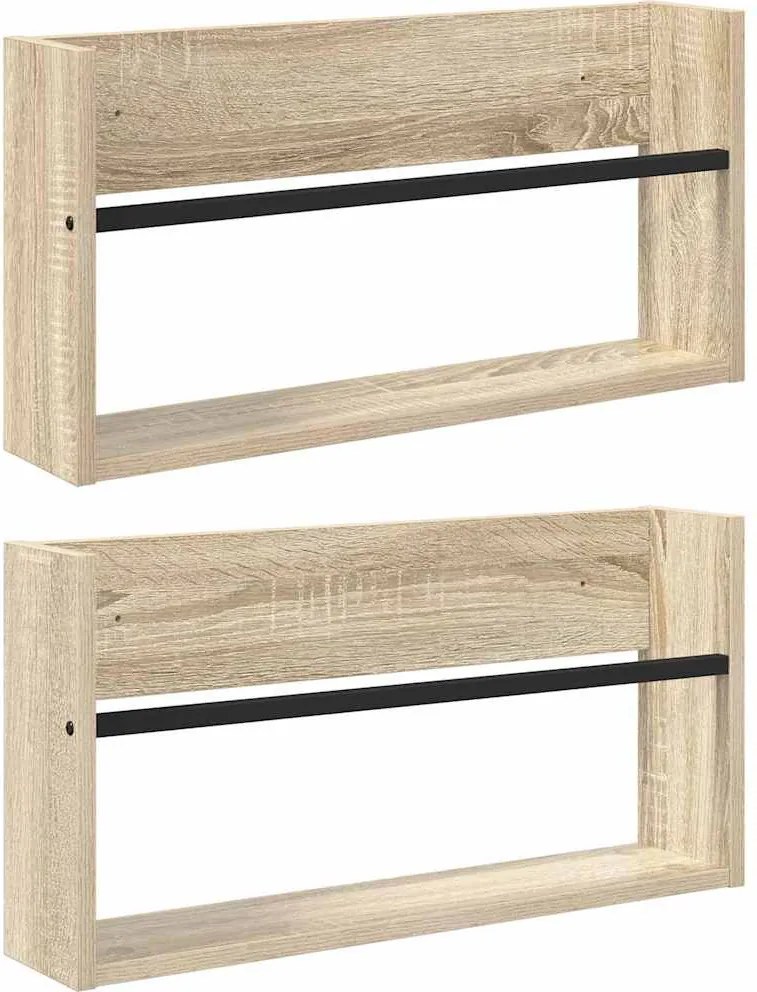 vidaXL Magazin állvány 2 pcs Sonoma tölgy 60 x 12 x 30 cm Faanyag