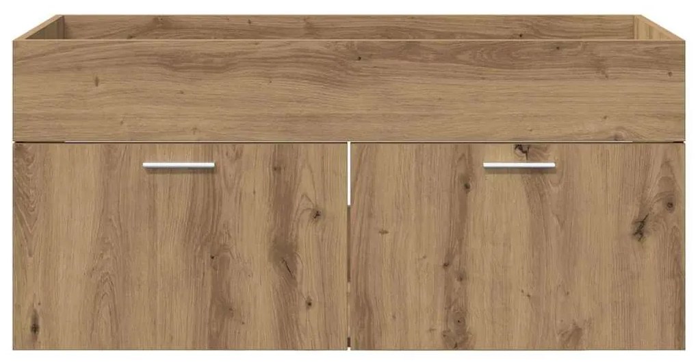 vidaXL Mosdókagyló szekrény tárolóval ajtóval Artisan tölgy Faanyag