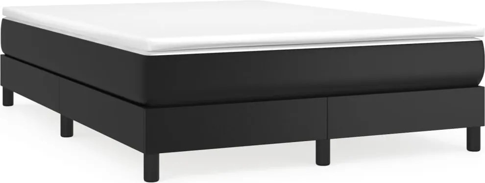 vidaXL fekete műbőr rugós ágy matraccal 140 x 190 cm