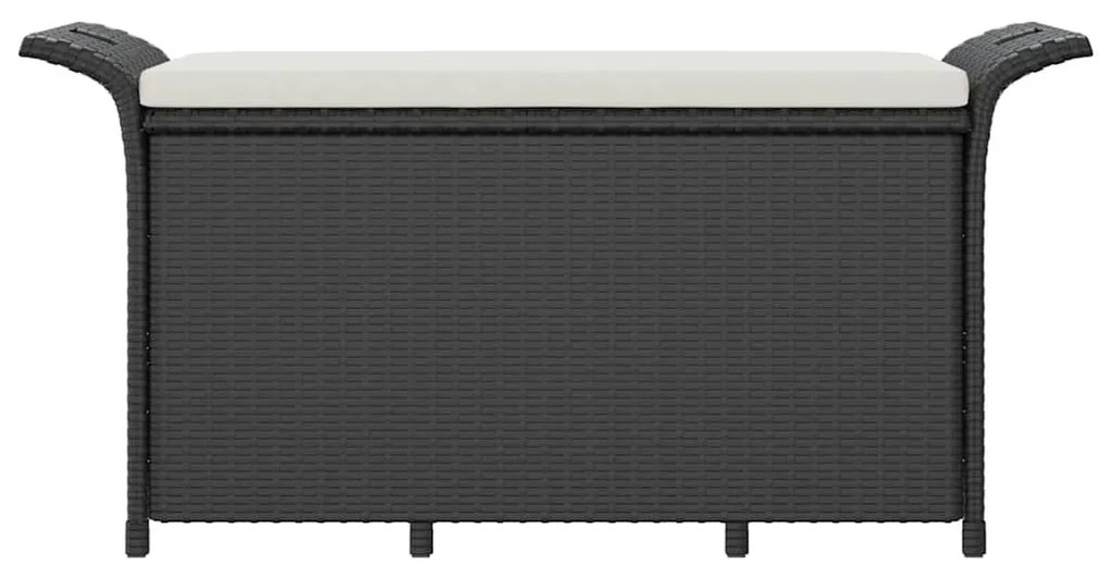 fekete polyrattan kerti pad párnával 116 x 46 x 57 cm