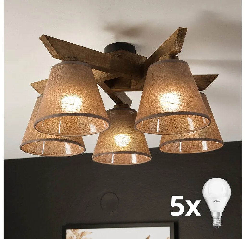 Brilagi - LED mennyezeti lámpa ANTHONY 5xE14/40W/230V dióbarna