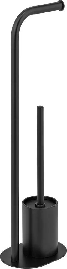 Fekete acél WC-papír tartó állvány WC-kefével Levante – Wenko