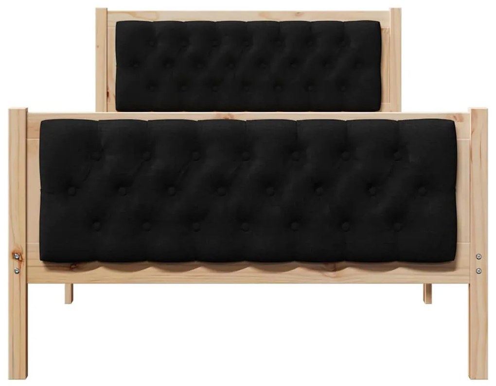Ágykeret fejtámlával Fekete 100 x 200 cm Tömör fenyőfa