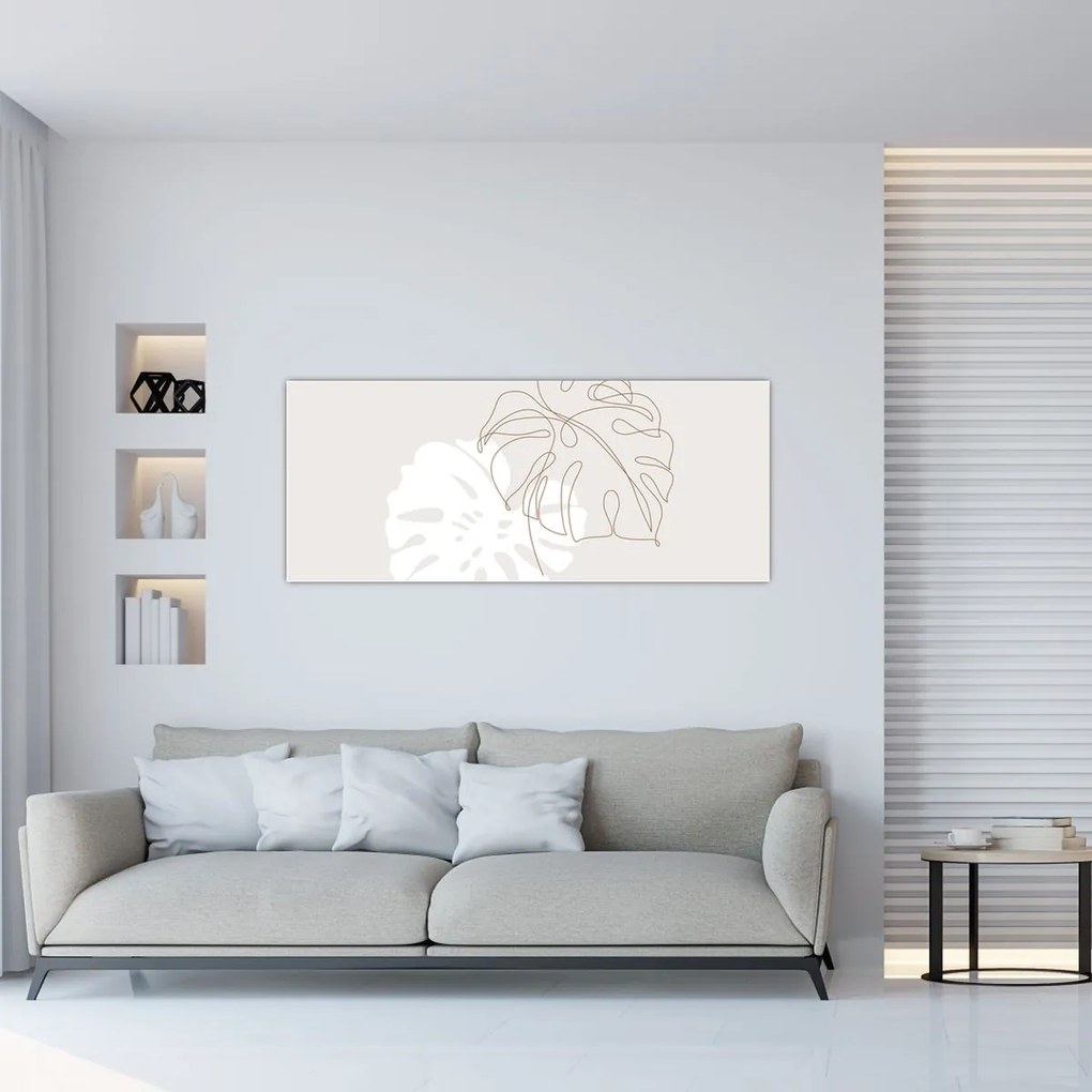 Kép - Line art monstera N⁰2 (120x50 cm)