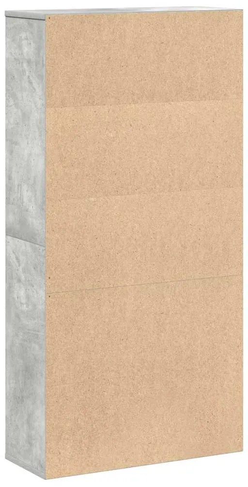 betonszürke szerelt fa könyvespolc 60x24x120 cm