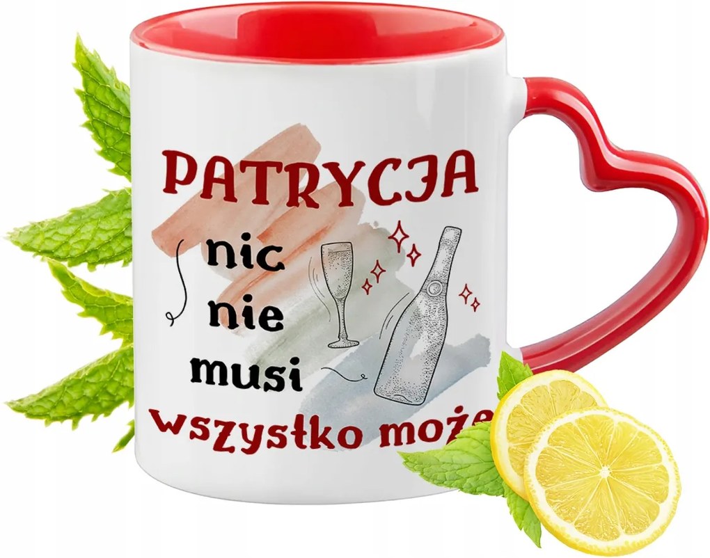 Patríciának Piros bögre szív alakú füllel Ajándék