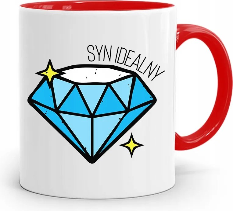 Piros Bögre Ajándék Fiúnak Tökéletes Nyomtatott Fotóval