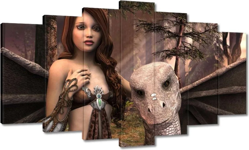 Vászonkép 140x80 Lány a sárkánnyal