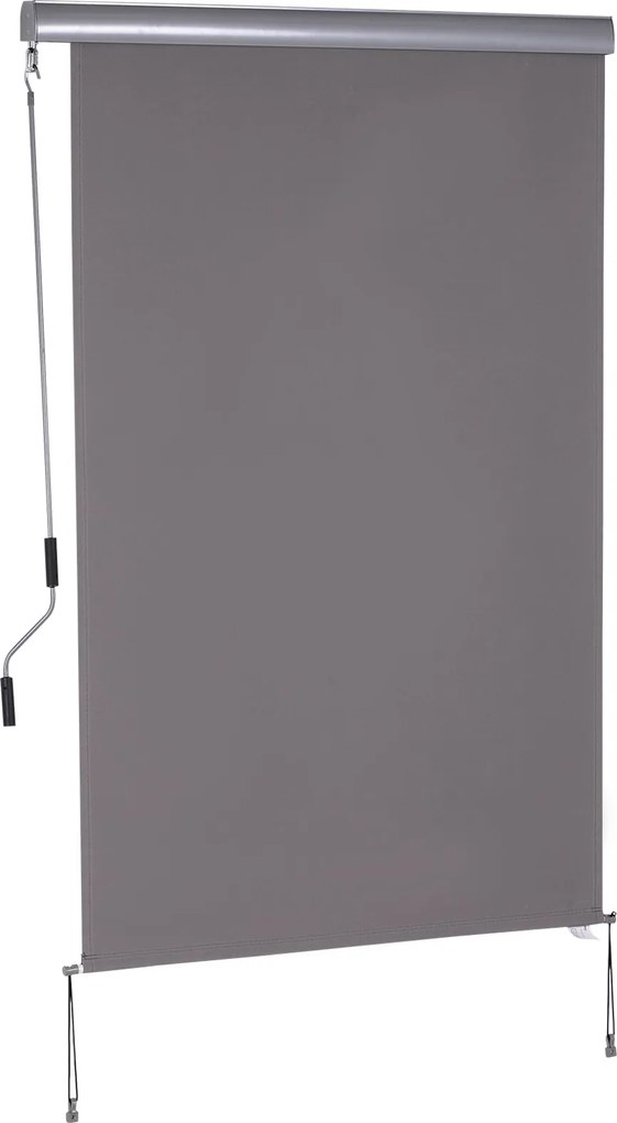 Outsunny Függőleges Napernyő Erkély Napernyő Függőleges Napvédő Szélvédő Oldalsó Képernyő Kézi Kurblival Poliészter Szövet + Alumínium Szürke 200 x 12