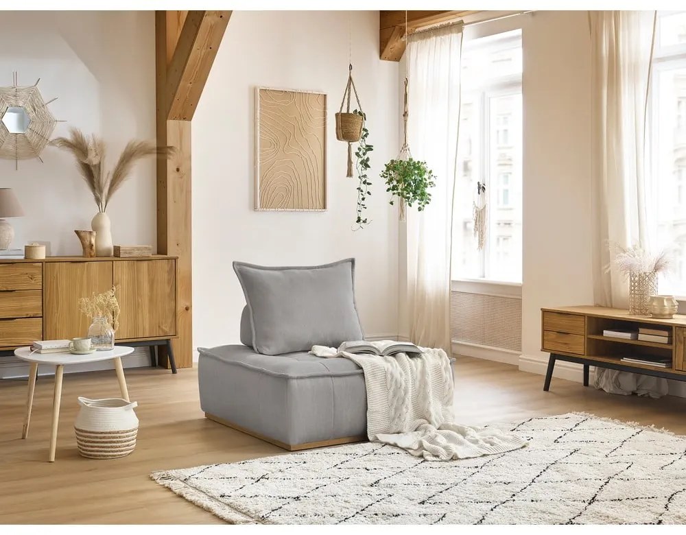 Világosszürke zsenília fotel Elisa – Bobochic Paris