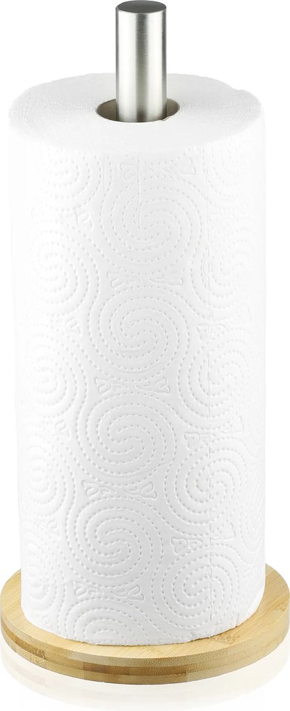 Konyhai Papírtörölköző Tartó Állvány Fém Bambusz Loft Ezüst