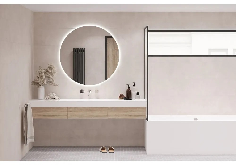 Fali tükör világítással ø 100 cm Luna – Mirrors and More