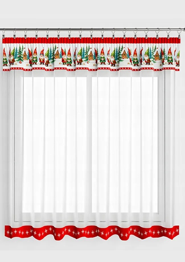 Készre varrt karácsonyi függöny 300x140cm Vörös Manók