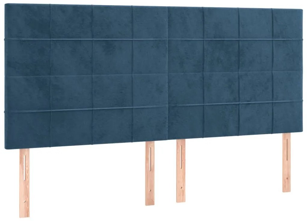 4 db sötétkék bársony fejtámla 80 x 5 x 78/88 cm