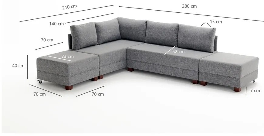 Bézs sarokkanapé (bal oldali) Fly – Balcab Home