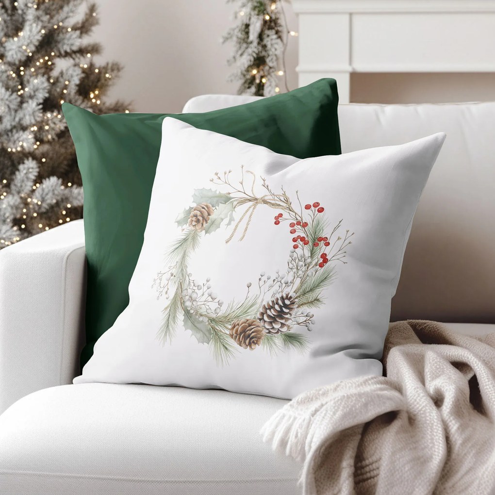 Goldea karácsonyi dekoratív párnahuzat - fenyőkoszorú 45 x 45 cm