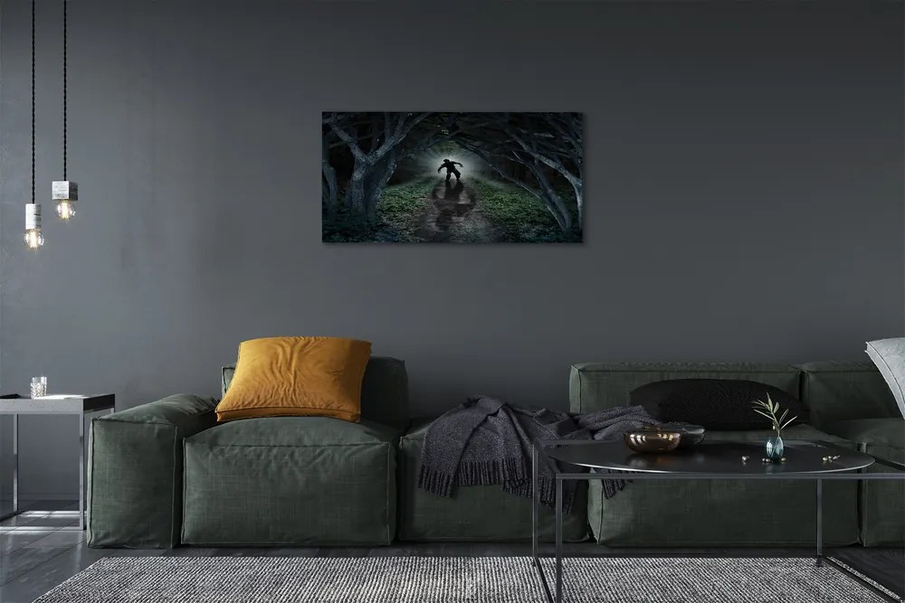Canvas képek Sötét erdő fa forma 125x50 cm