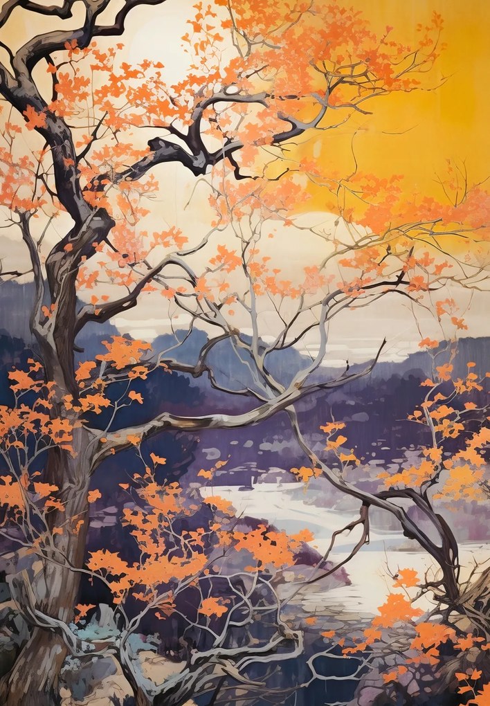 Poszter 68x98cm Arany Ősz a tóparton