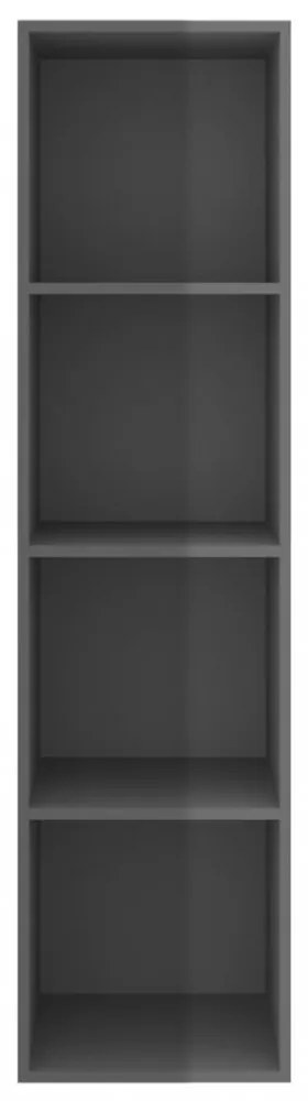 magasfényű szürke szerelt fa fali TV-szekrény 37x37x142,5 cm