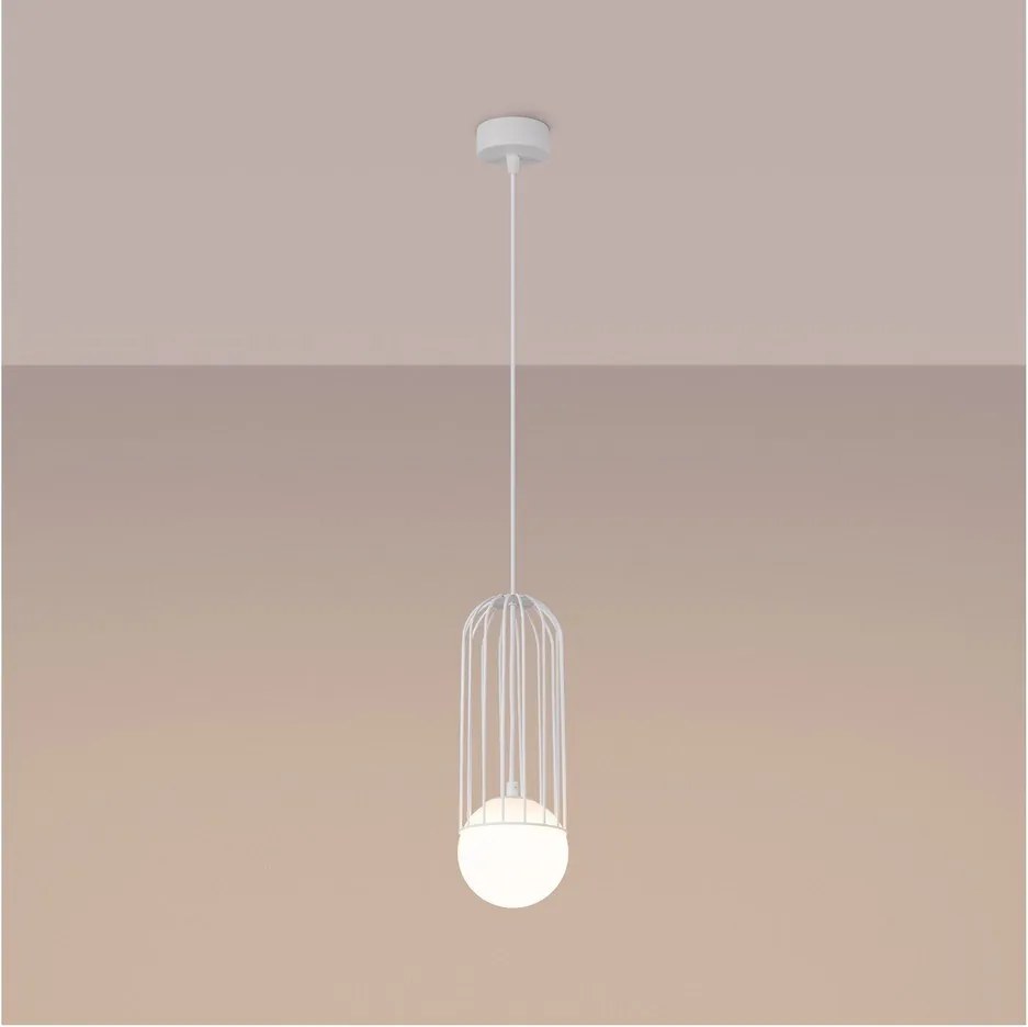 Fehér függőlámpa üveg búrával Belinda – Sollux
