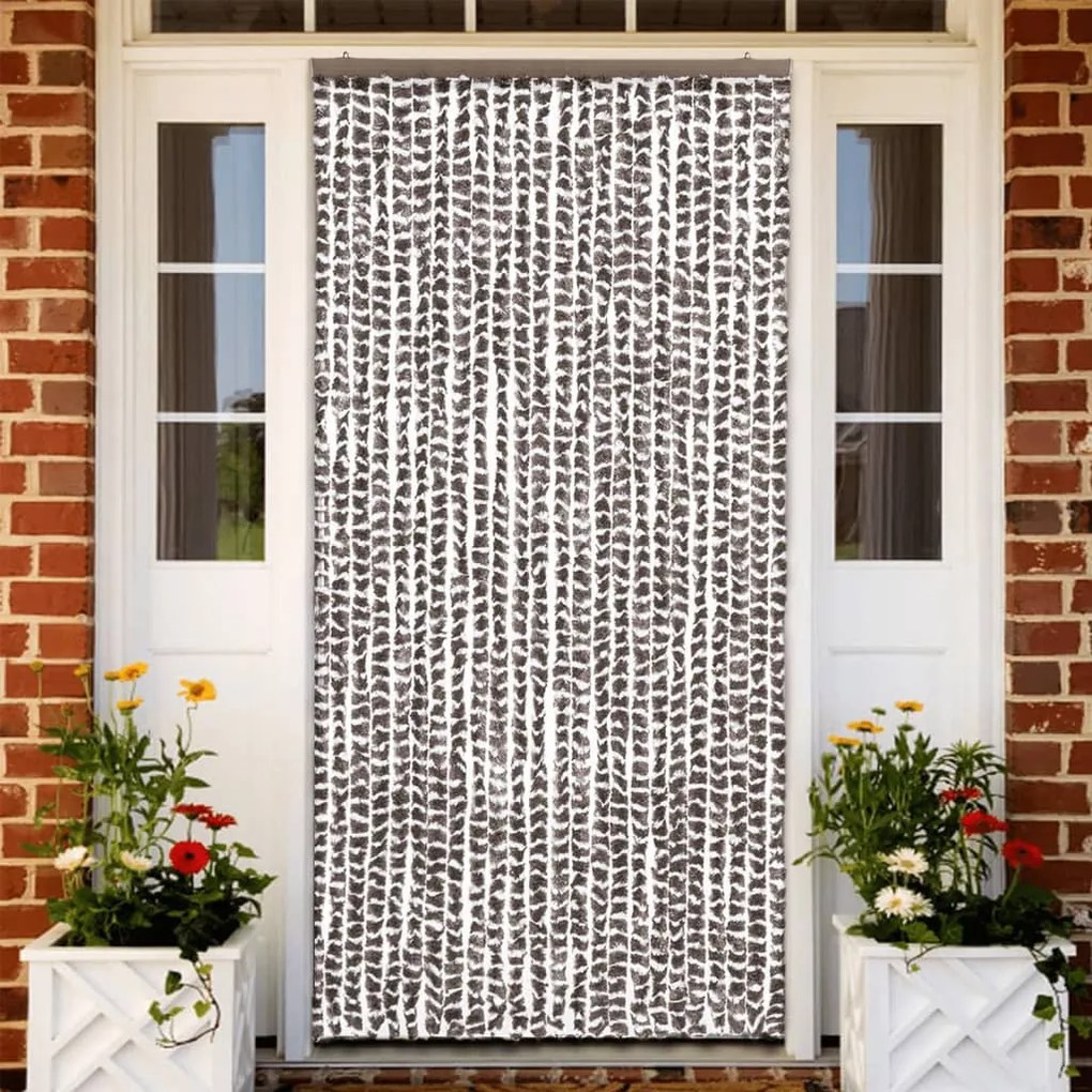 tópszínű és fehér zsenília rovarfüggöny 100 x 220 cm