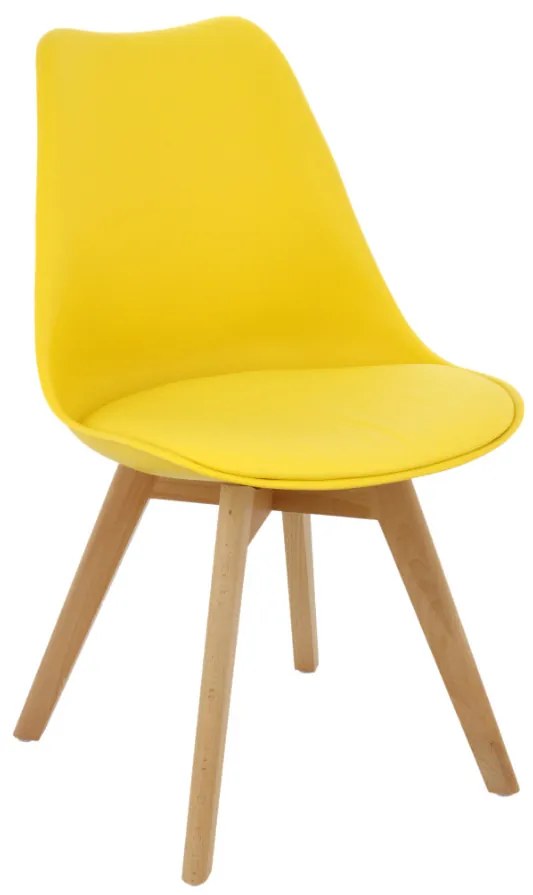 Scaun Monza modern scandinav cu perna scaunului din piele textilă, Picioare din lemn de fag