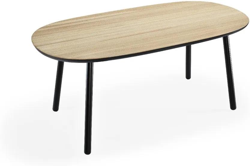 Naïve kőrisfa étkezőasztal fekete lábakkal, 180 x 90 cm - EMKO