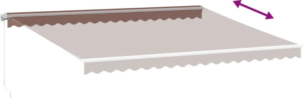 Barna kézzel kihúzható LED-es napellenző 450 x 350 cm