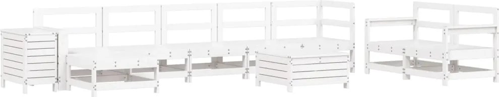 vidaXL 10 részes fehér tömör fenyőfa kerti kanapészett