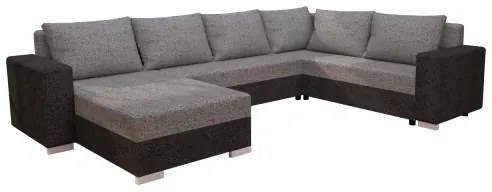 Kárpitozott, univerzális, kihúzható U-alakú ülőgarnitúra YORK – szürke/bézs/barna