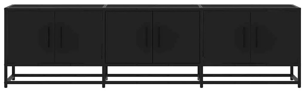 fekete szerelt fa és fém TV-szekrény 150x35x41 cm