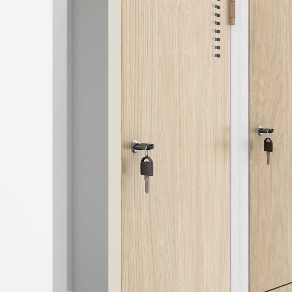 Fém öltözőszekrény JULIA, 800 x 1850 x 450 mm, Eco Design: fehér/sonoma tölgy