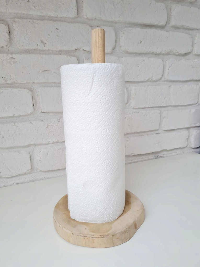 Állvány Papír Törölközőtartó Bronz Természetes Fa Hampton