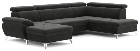 CATANIA U alakú, jobbos, grafit sarok ülőgarnitúra tárolóval, ággyá nyitható