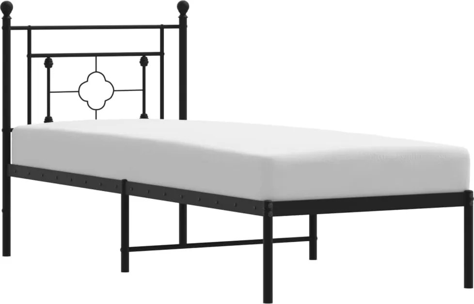 vidaXL fekete fém ágykeret fejtámlával 80 x 200 cm