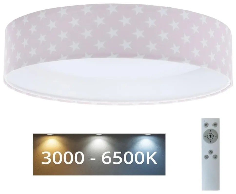 BPS Koncept LED Dimmelhető lámpa GALAXY KIDS LED/24W/230V csillagok rózsaszín/fehér + távirányító BS0557