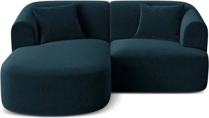 Petróleum színű bársony sarokkanapé (bal oldali-heverő résszel) Campi – Cosmopolitan Design
