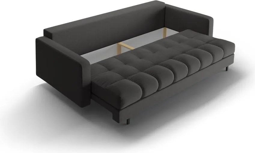 Sötétszürke kinyitható tárolóhelyes kanapé 222 cm Bali – Cosmopolitan Design