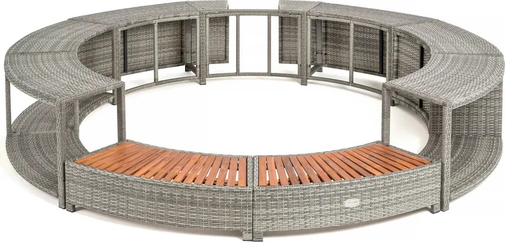 Lay-Z-Spa kör alakú rattan pezsgőfürdő bútor, 200 cm, szürke