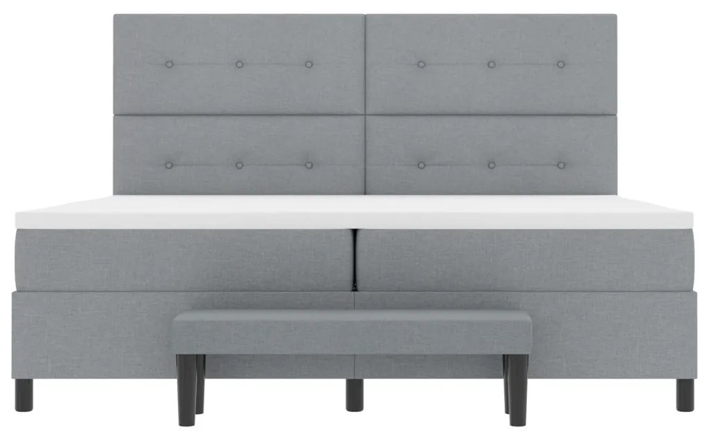 vidaXL Boxspring ágy matraccal és padal világosszürke 200x200 cm szövet