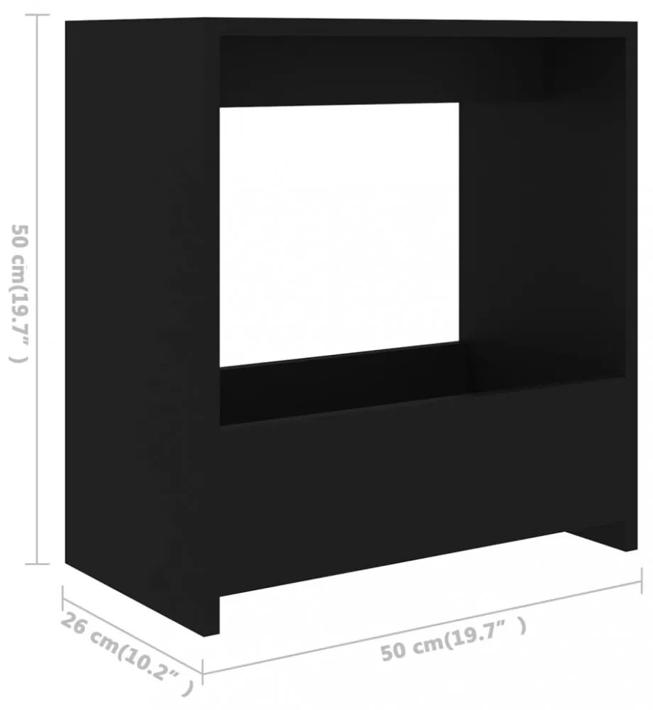 fekete forgácslap kisasztal 50 x 26 x 50 cm