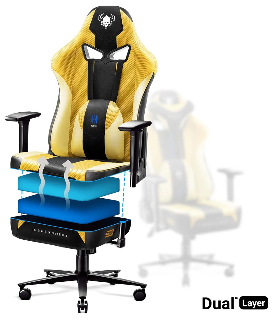 Diablo X-Player 2.0 szövet gamer szék gyerekeknek Kids méret: dark sunflower / sárga Diablochairs