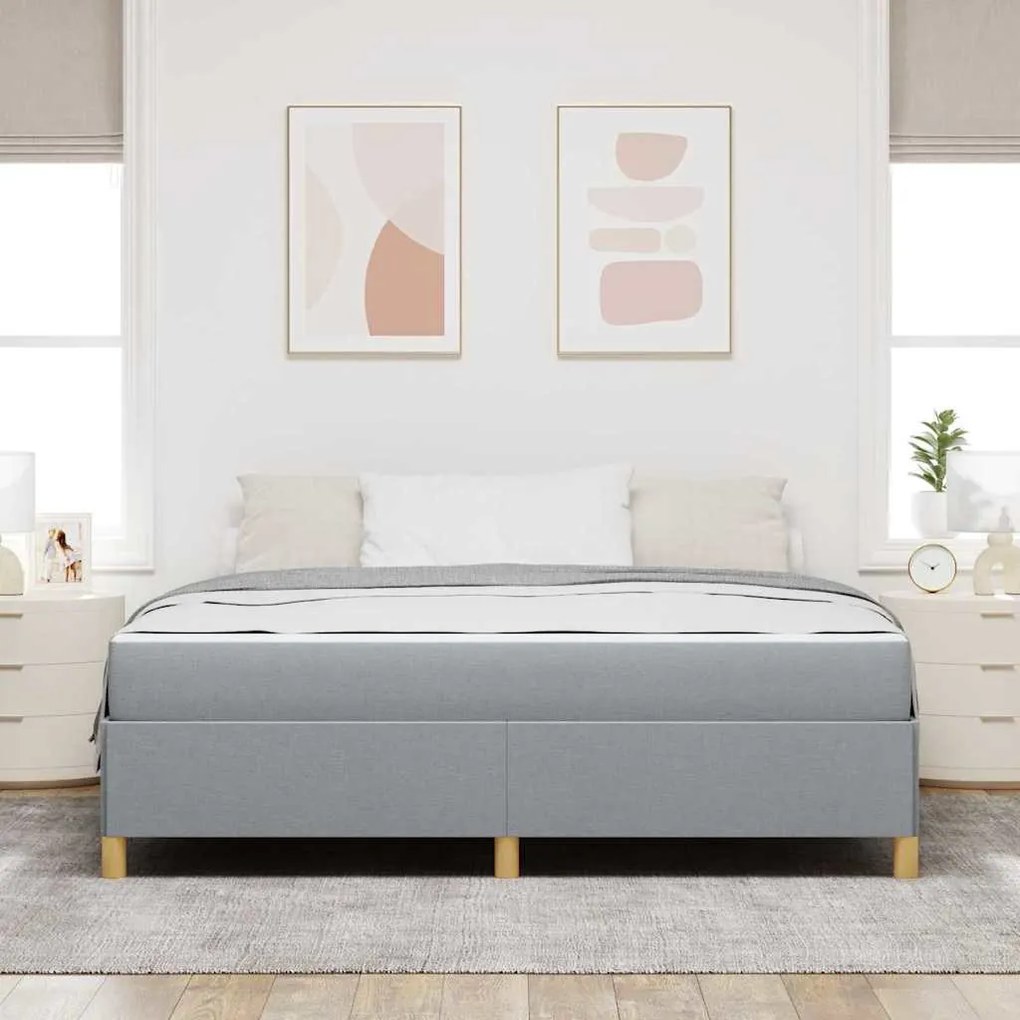 Boxrugós ágy Világosszürke és Fehér 180 x 200 cm szövet